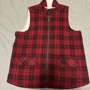 Maurice’s Red Plaid Sherpa Lined Vest